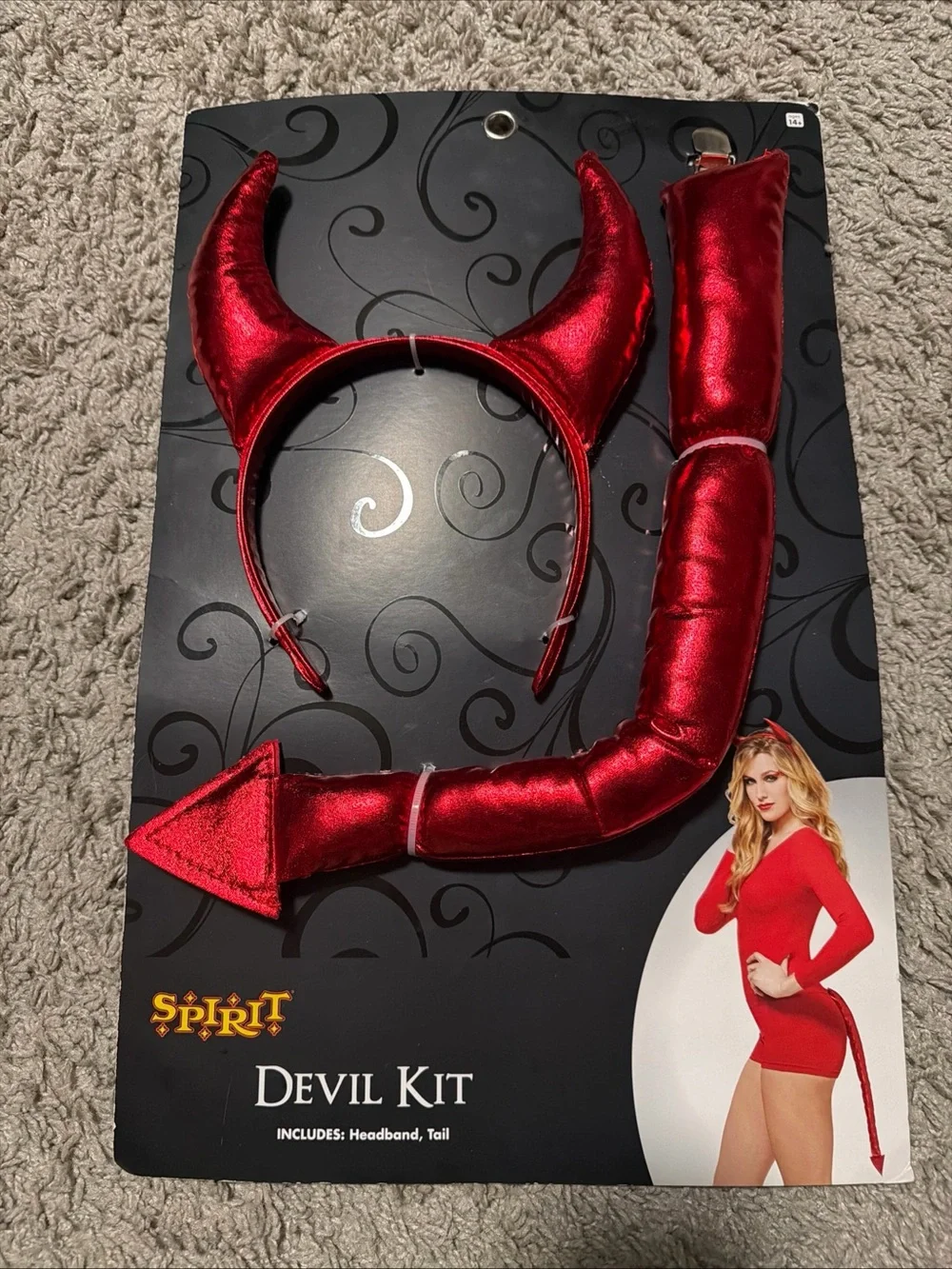 Spirit Red Devil Horns Headband with Tail